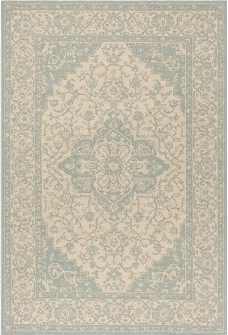 LINDEN 137 Collection LND137L-5 Cream / Aqua 5'-3" X 7'-6"