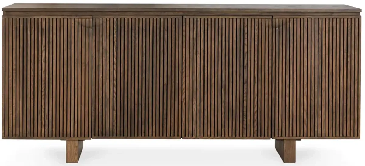 Roya 82" Oak Wood 4-Door Sideboard Buffet in Toasted Brown