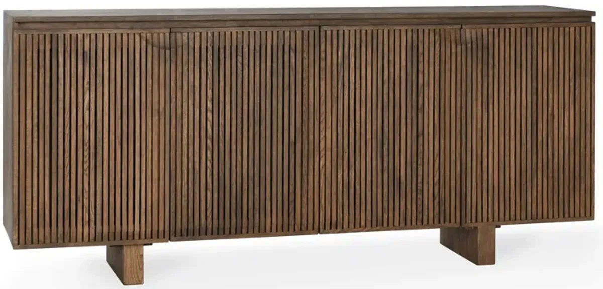 Roya 82" Oak Wood 4-Door Sideboard Buffet in Toasted Brown