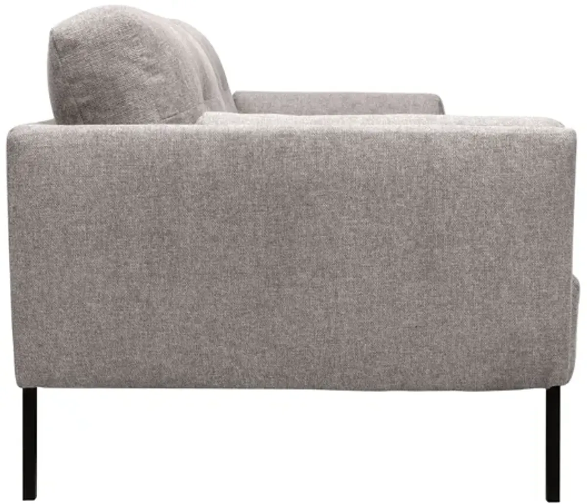 Michalina 84" Gray Fabric Sofa with Black Metal Legs