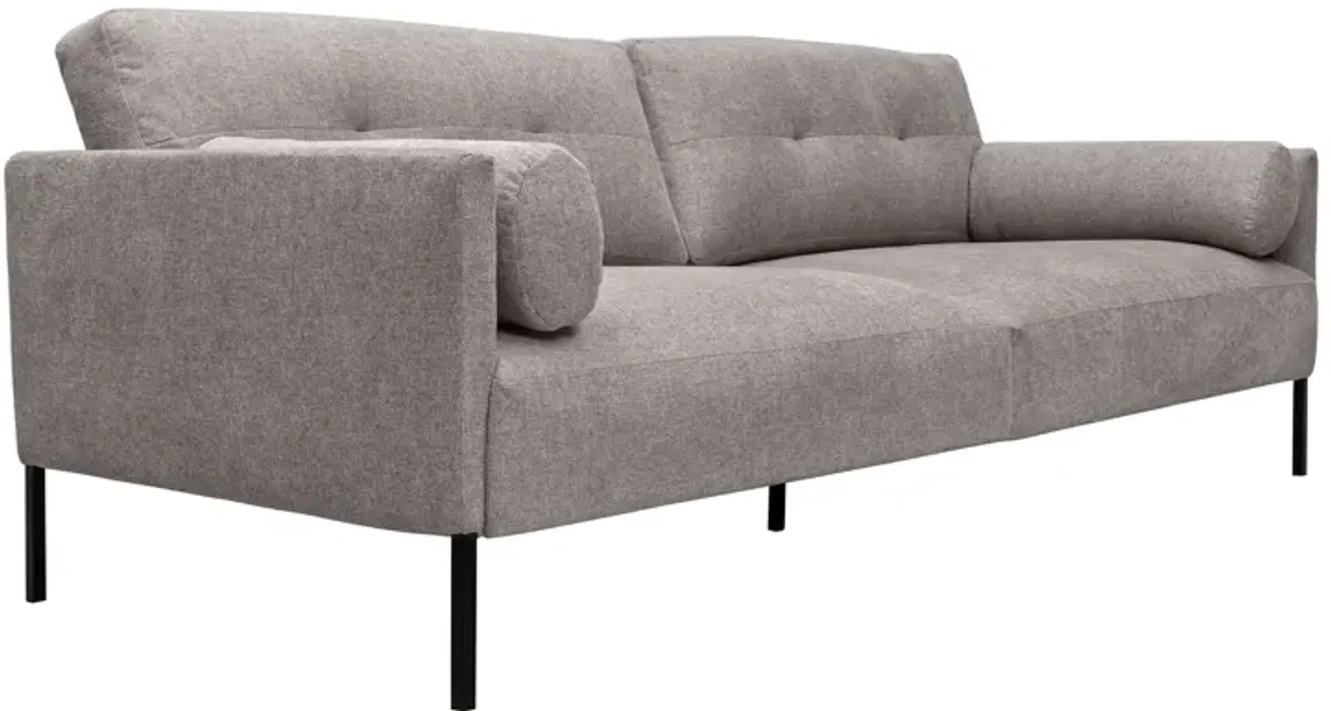 Michalina 84" Gray Fabric Sofa with Black Metal Legs