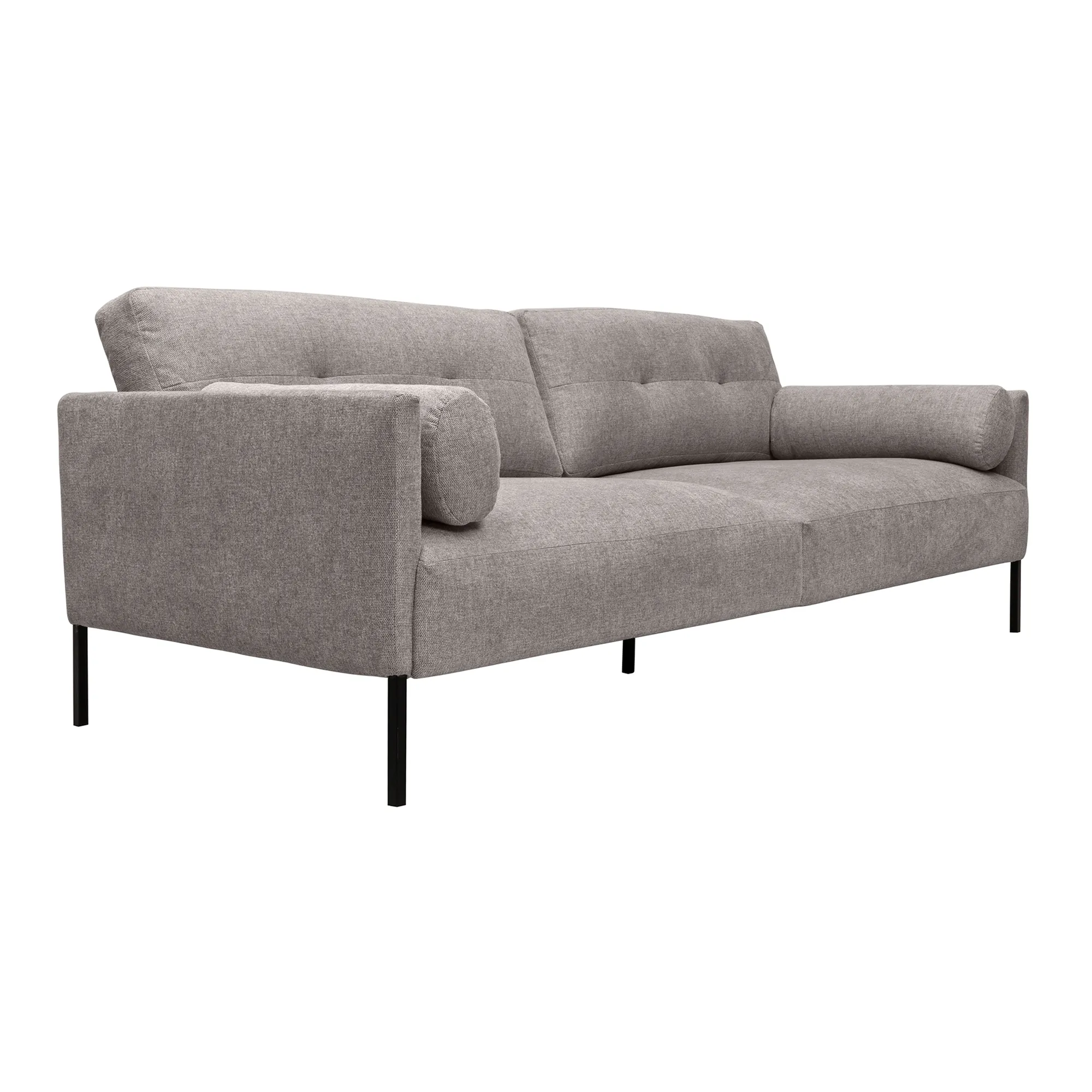 Michalina 84" Gray Fabric Sofa with Black Metal Legs