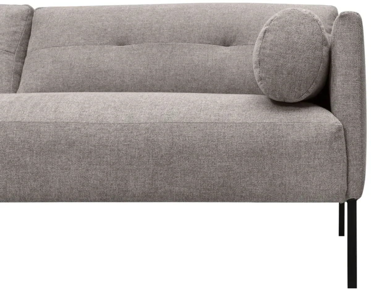 Michalina 84" Gray Fabric Sofa with Black Metal Legs