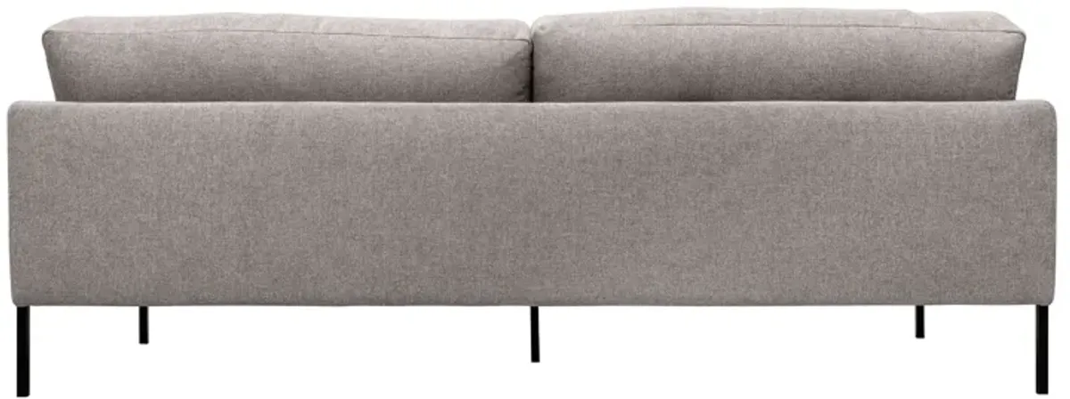 Michalina 84" Gray Fabric Sofa with Black Metal Legs