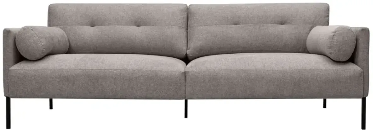 Michalina 84" Gray Fabric Sofa with Black Metal Legs