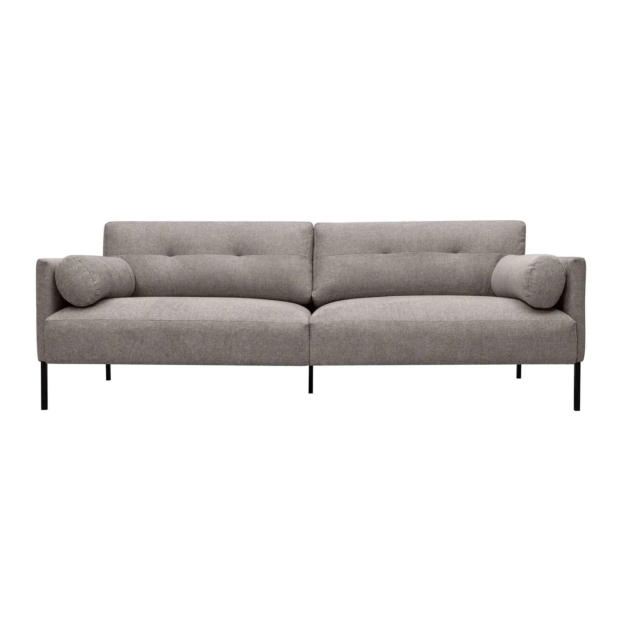 Michalina 84" Gray Fabric Sofa with Black Metal Legs