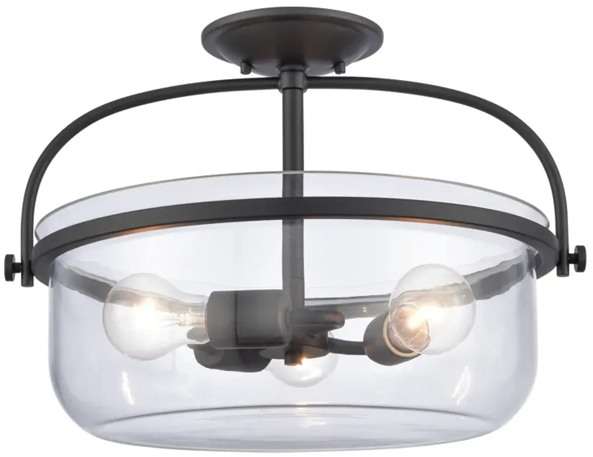 Wentworth 17'' Wide 3-Light Semi Flush Mount - Matte Black