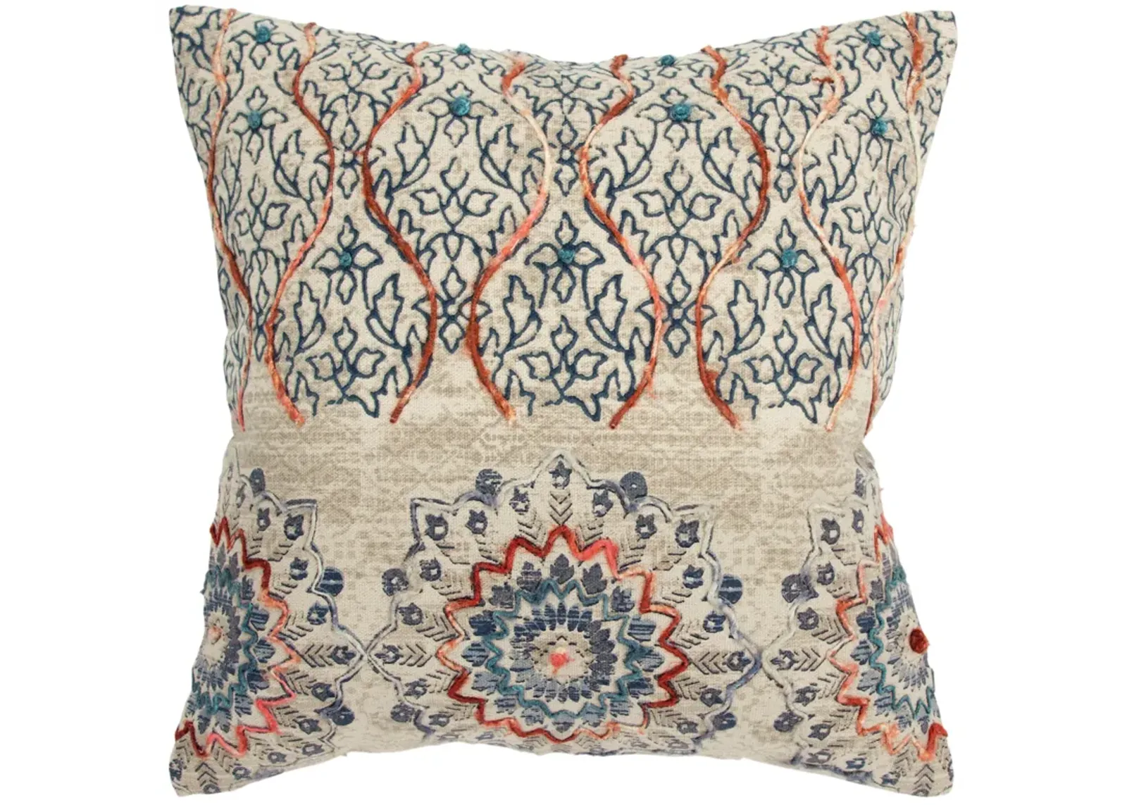 Medallion With Vining Accents Rust Pillow