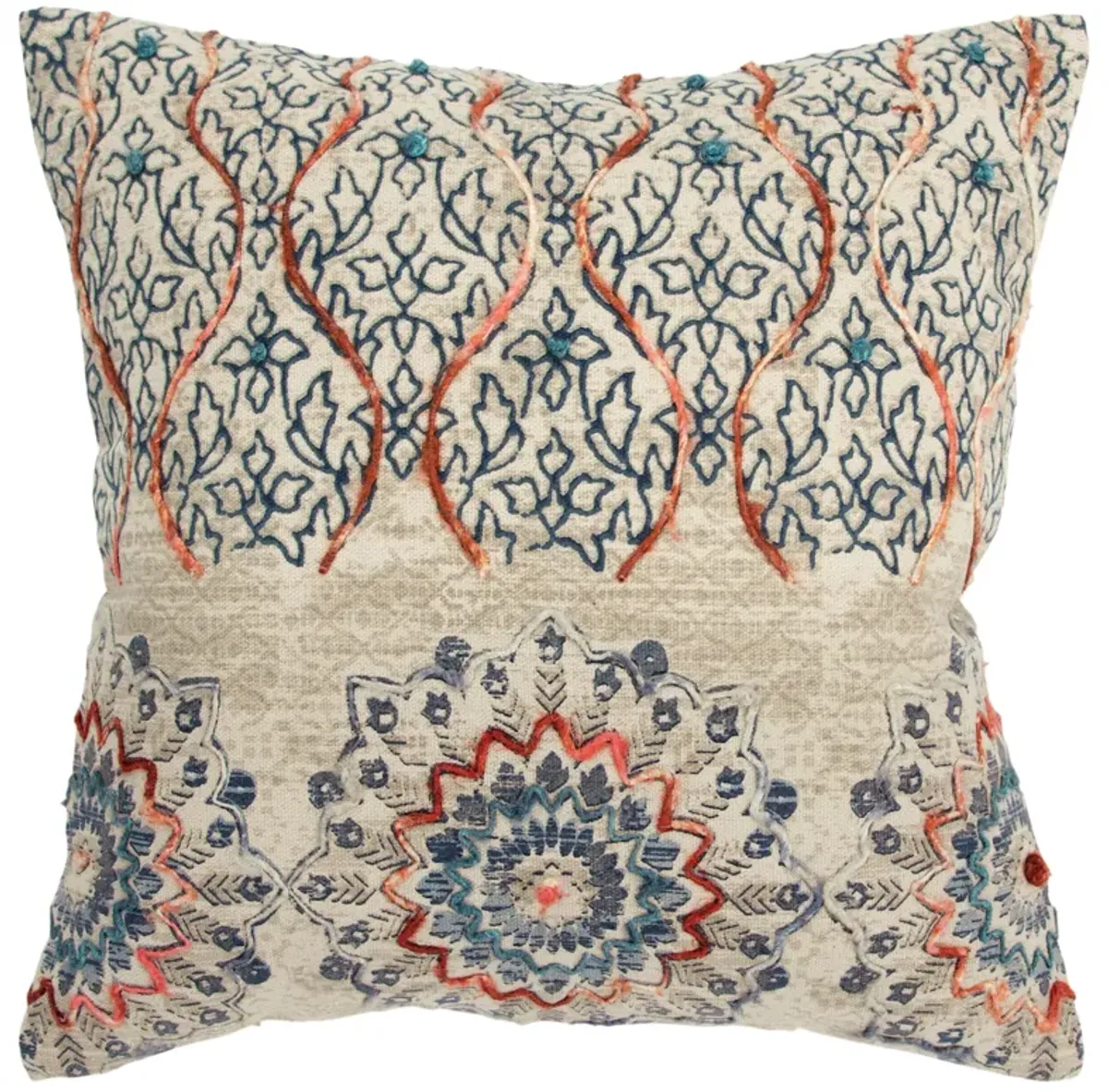 Medallion With Vining Accents Rust Pillow