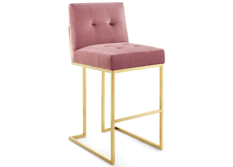 Privy Gold Stainless Steel Performance Velvet Bar Stool