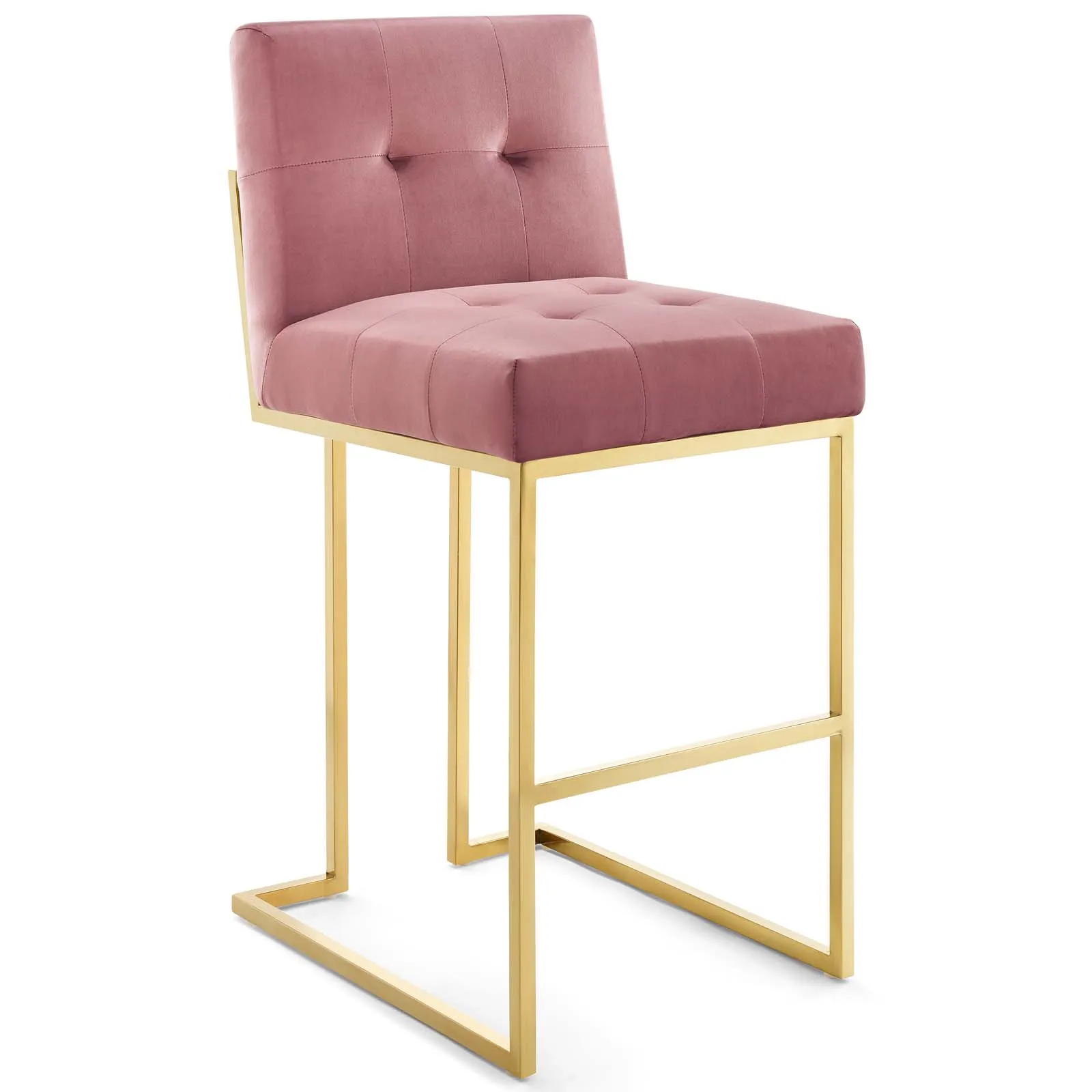 Privy Gold Stainless Steel Performance Velvet Bar Stool