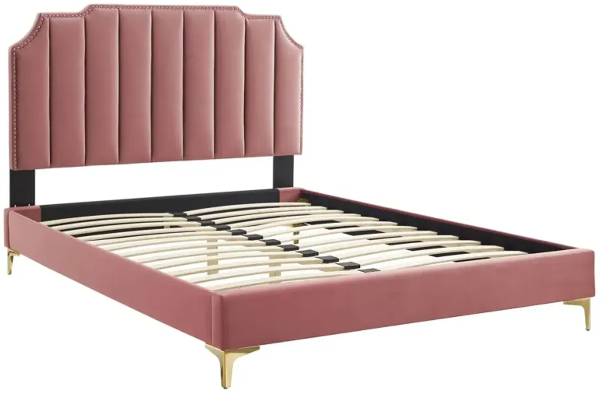 Colette King Performance Velvet Platform Bed