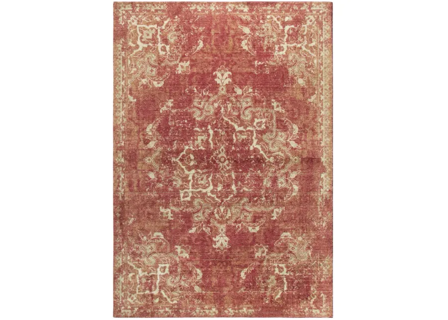 Gossamer Red Medallion Distress 100% New Zealand Wool 5' x 8' Rectangle Rug