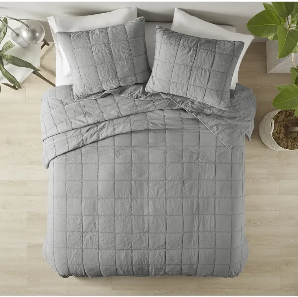 Croscill Casual Gema Gray 3 Piece Grey Coverlet Set