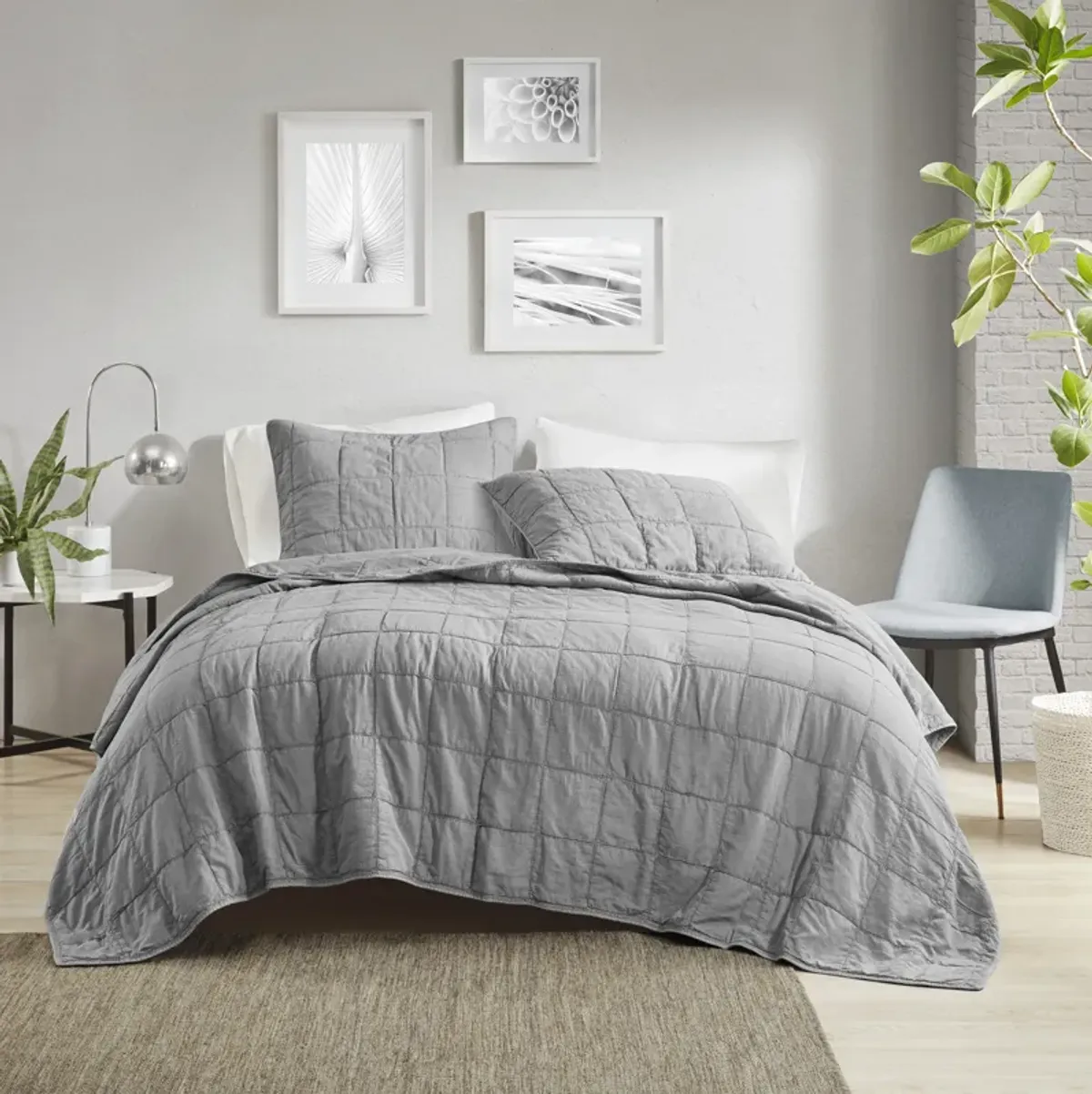 Croscill Casual Gema Gray 3 Piece Grey Coverlet Set