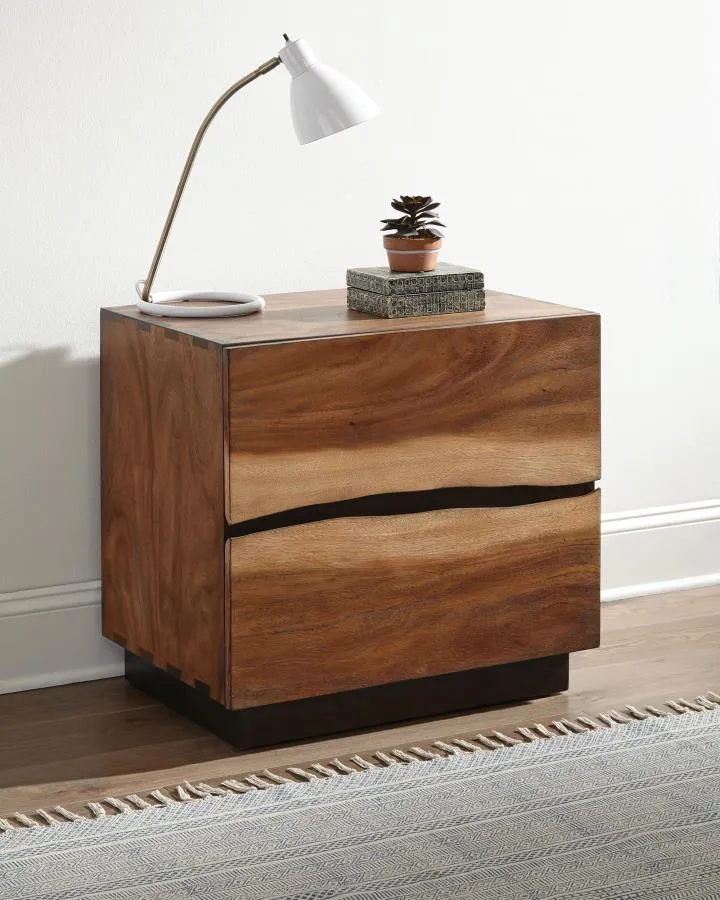 Tate 2-Drawer Nightstand Smokey Walnut And Coffee Bean