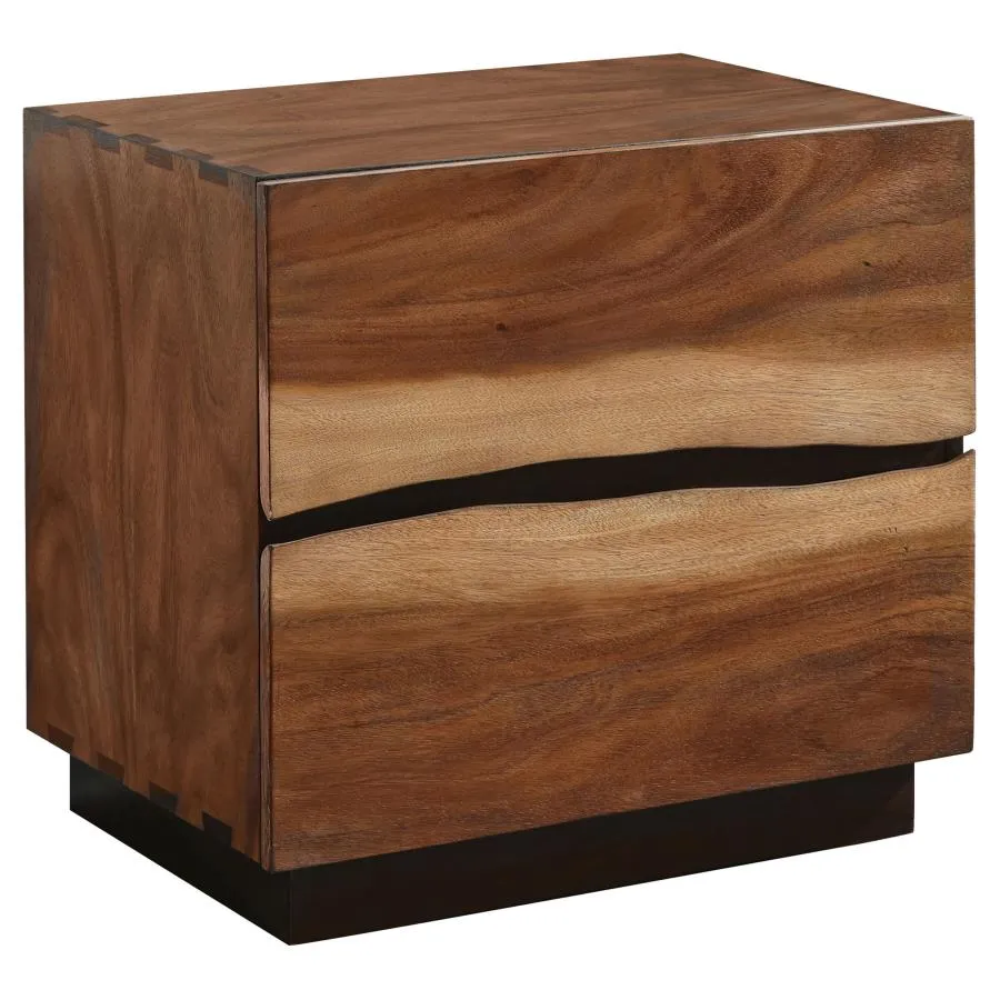 Tate 2-Drawer Nightstand Smokey Walnut And Coffee Bean