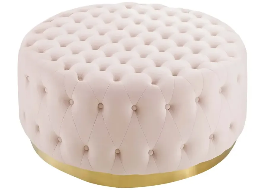 Ensconce Tufted Performance Velvet Round Ottoman