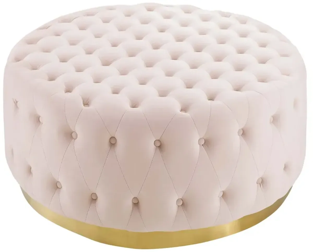 Ensconce Tufted Performance Velvet Round Ottoman