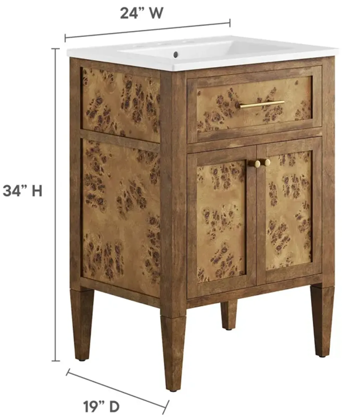 Elysian 24" Wood Bathroom Vanity