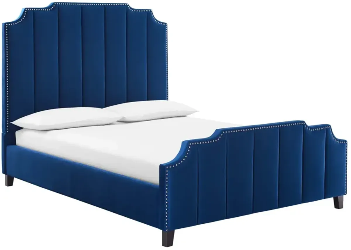 Lucille Queen Performance Velvet Platform Bed