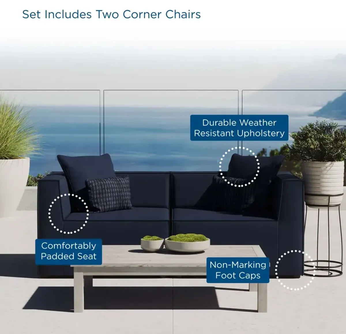 Saybrook Outdoor Upholstered 2-Piece Loveseat