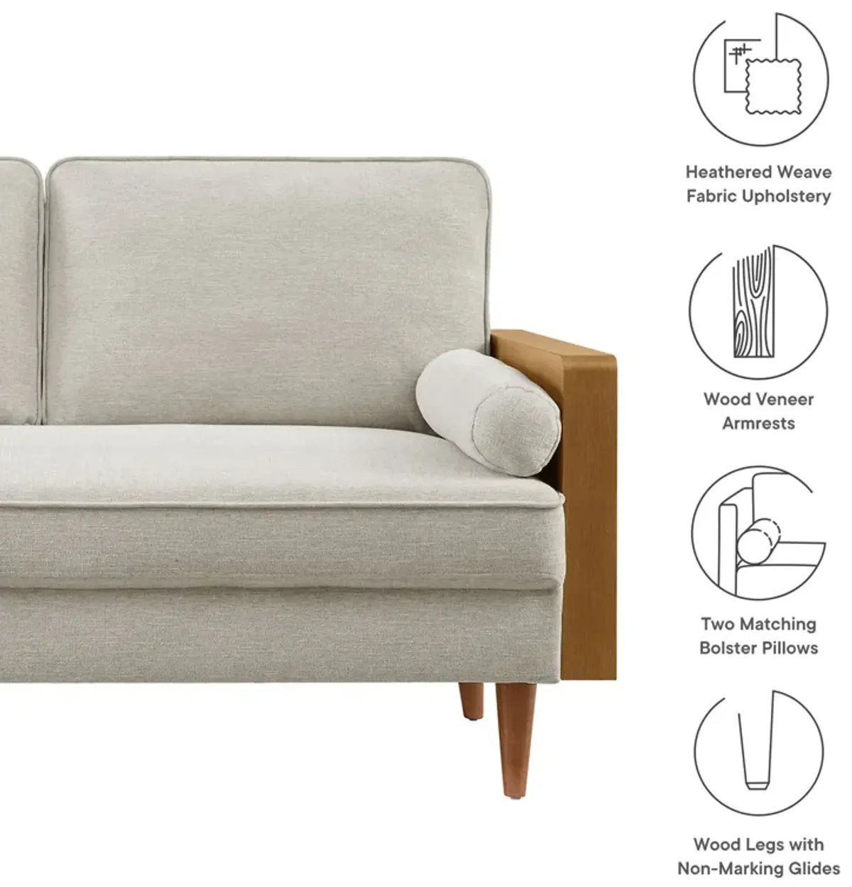 Kellan Heathered Weave Fabric Loveseat by Modway