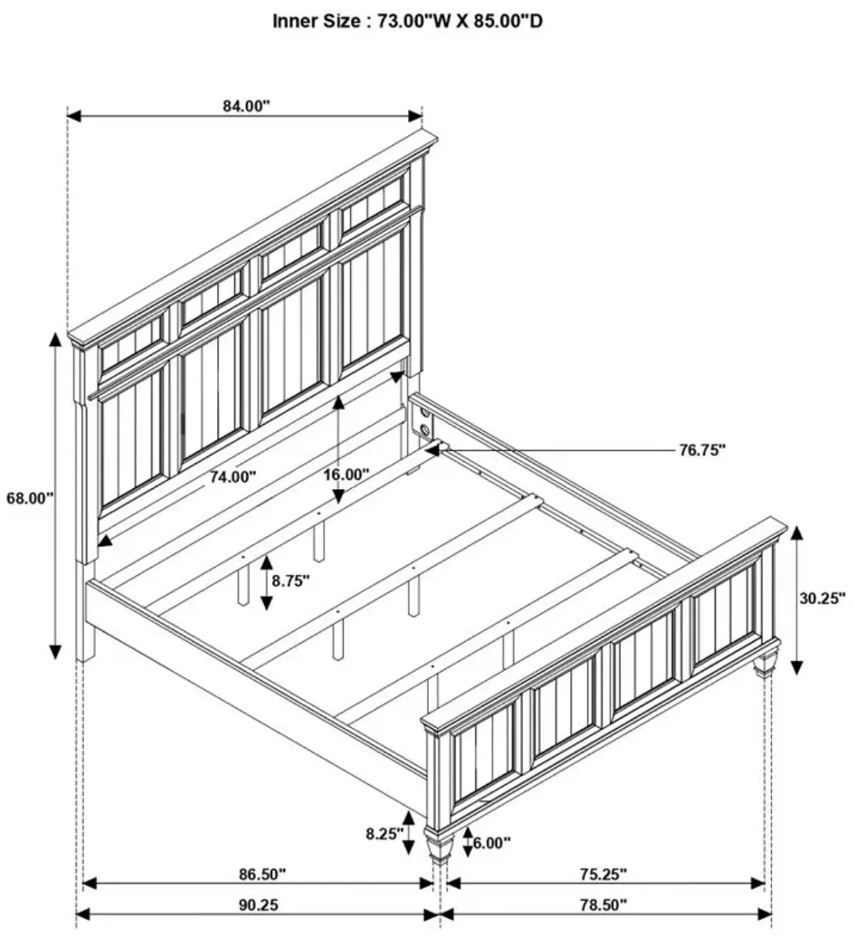 Avenue California King Panel Bed Grey