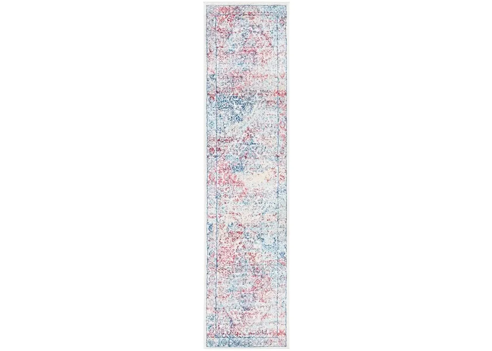 Brentwood 832 Ivory / Blue 2' X 12' Runner Powerloomed Rug