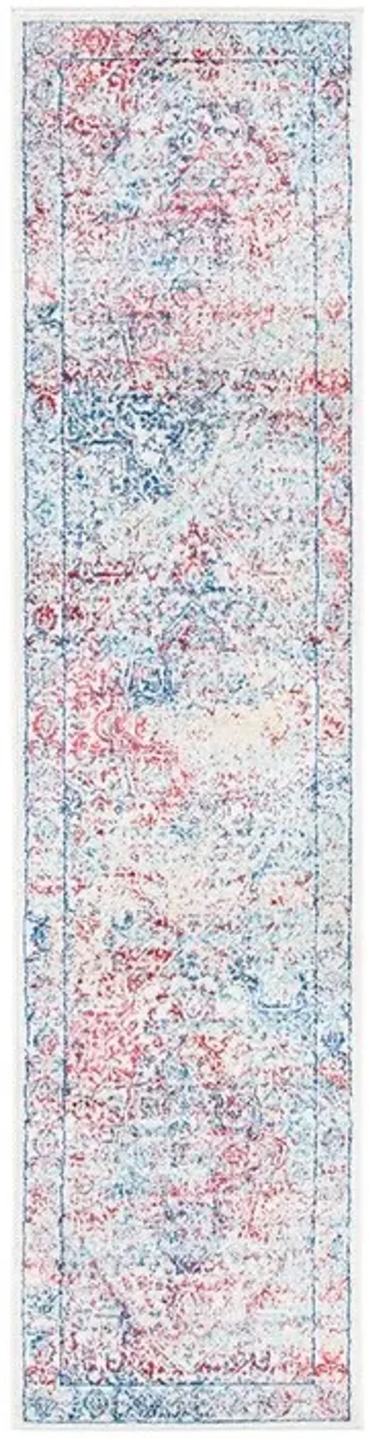 Brentwood 832 Ivory / Blue 2' X 12' Runner Powerloomed Rug