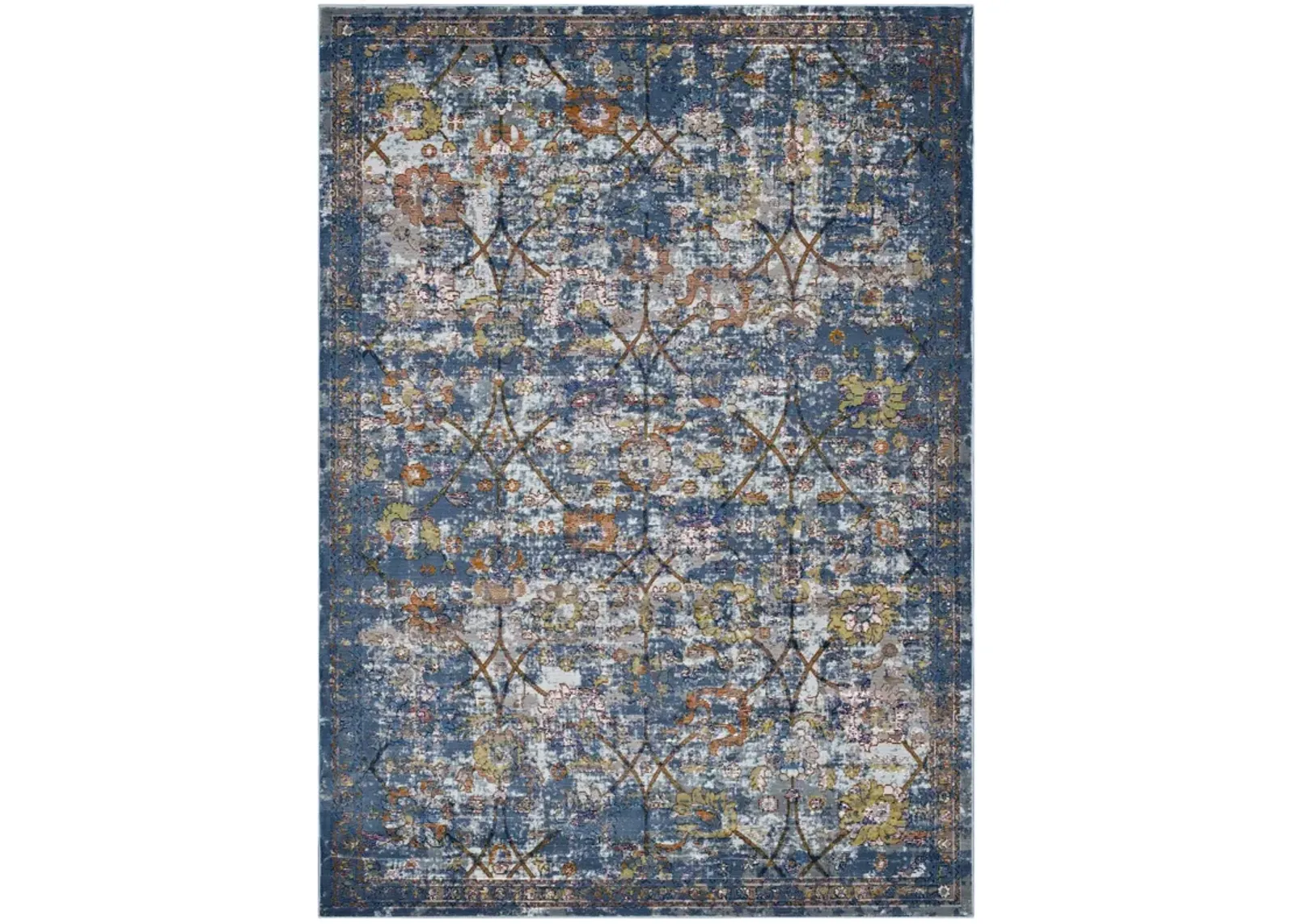 Minu Distressed Floral Lattice 4x6 Area Rug