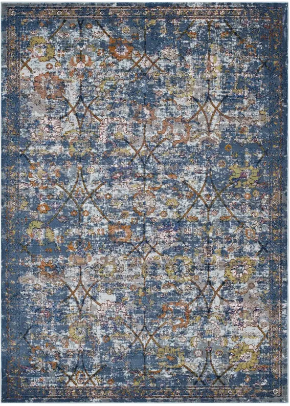 Minu Distressed Floral Lattice 4x6 Area Rug