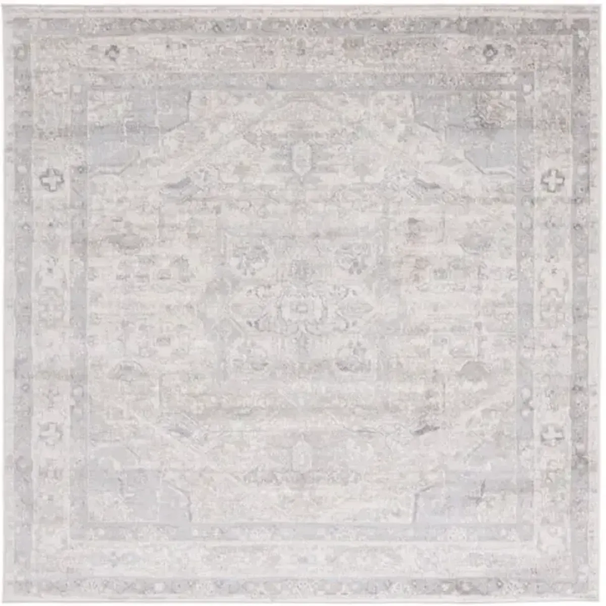 Brentwood 852 Ivory / Grey 6'-7" X 6'-7" Square Square Powerloomed Rug