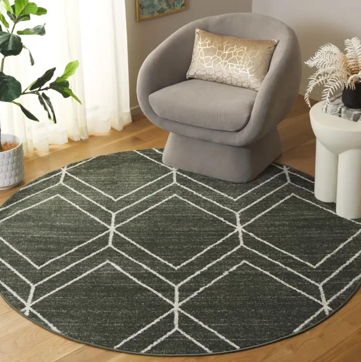 ADIRONDACK 241 DARK GREEN  6' x 6' Round Round Rug