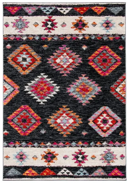 ADIRONDACK Contemporary Black / Red 5'-1" X 7'-6" Powerloomed Rug