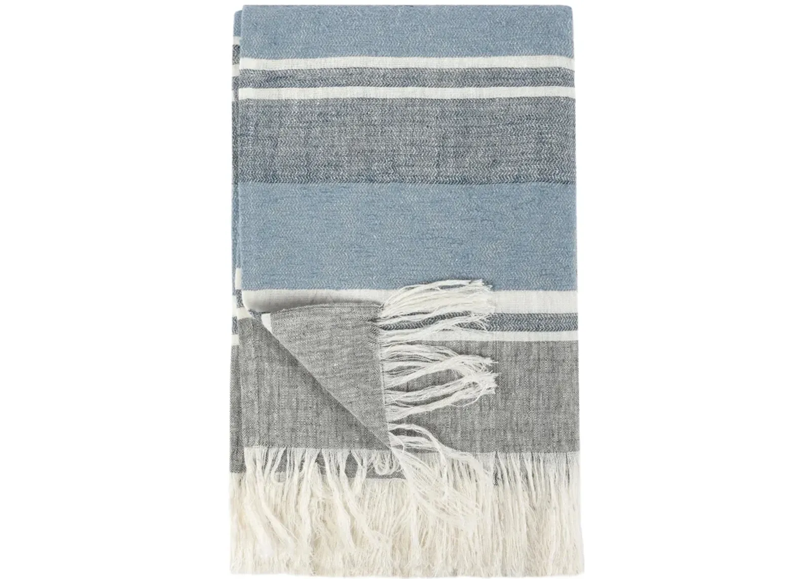 Lima 100% Belgian Linen Blue 50"x70" Throw Blanket Blanket