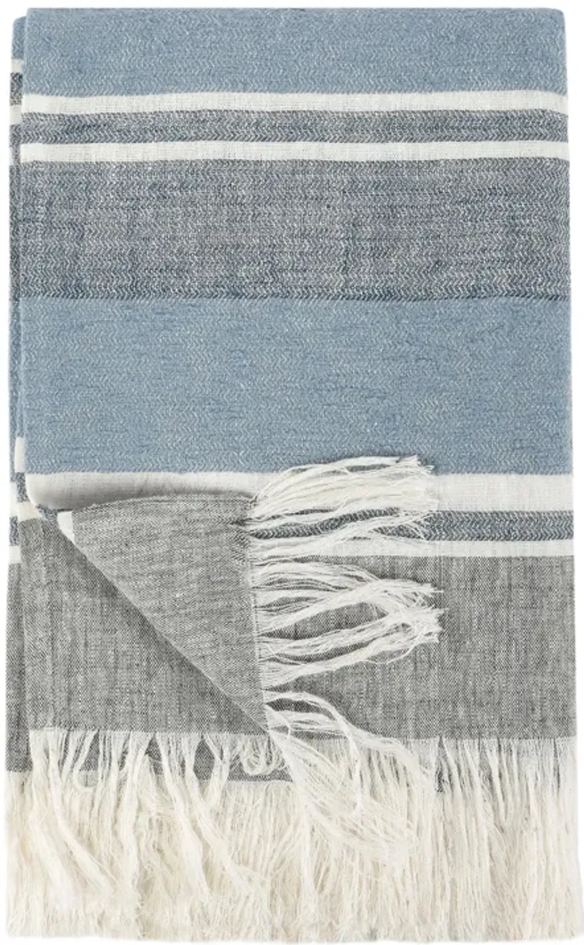 Lima 100% Belgian Linen Blue 50"x70" Throw Blanket Blanket