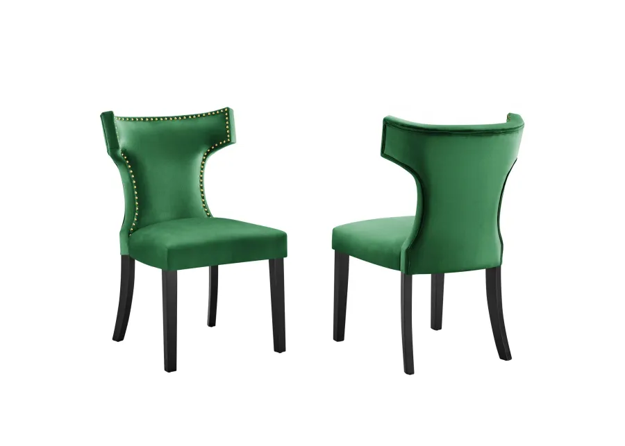 Curve Performance Velvet Dining Chairs - Set of 2