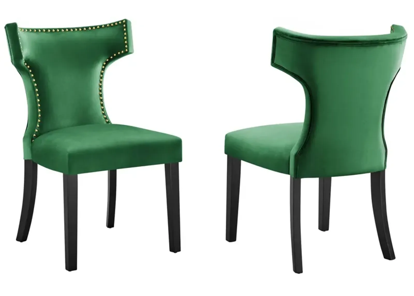 Curve Performance Velvet Dining Chairs - Set of 2