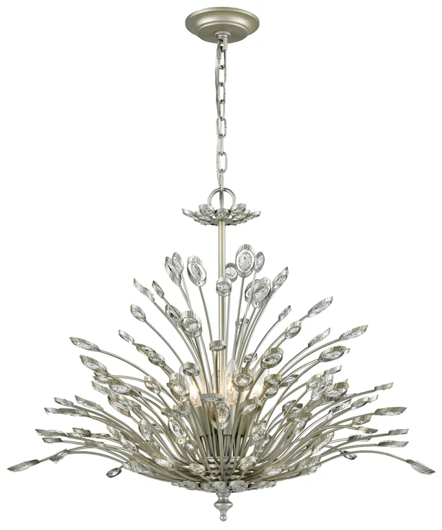 Mullica 28" Wide 6-Light Chandelier - Aged Silver