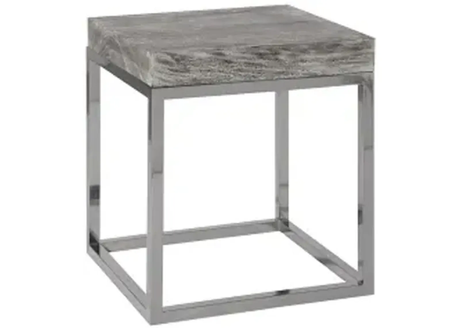 hayden end table, gray stone finish, square, black nickel base