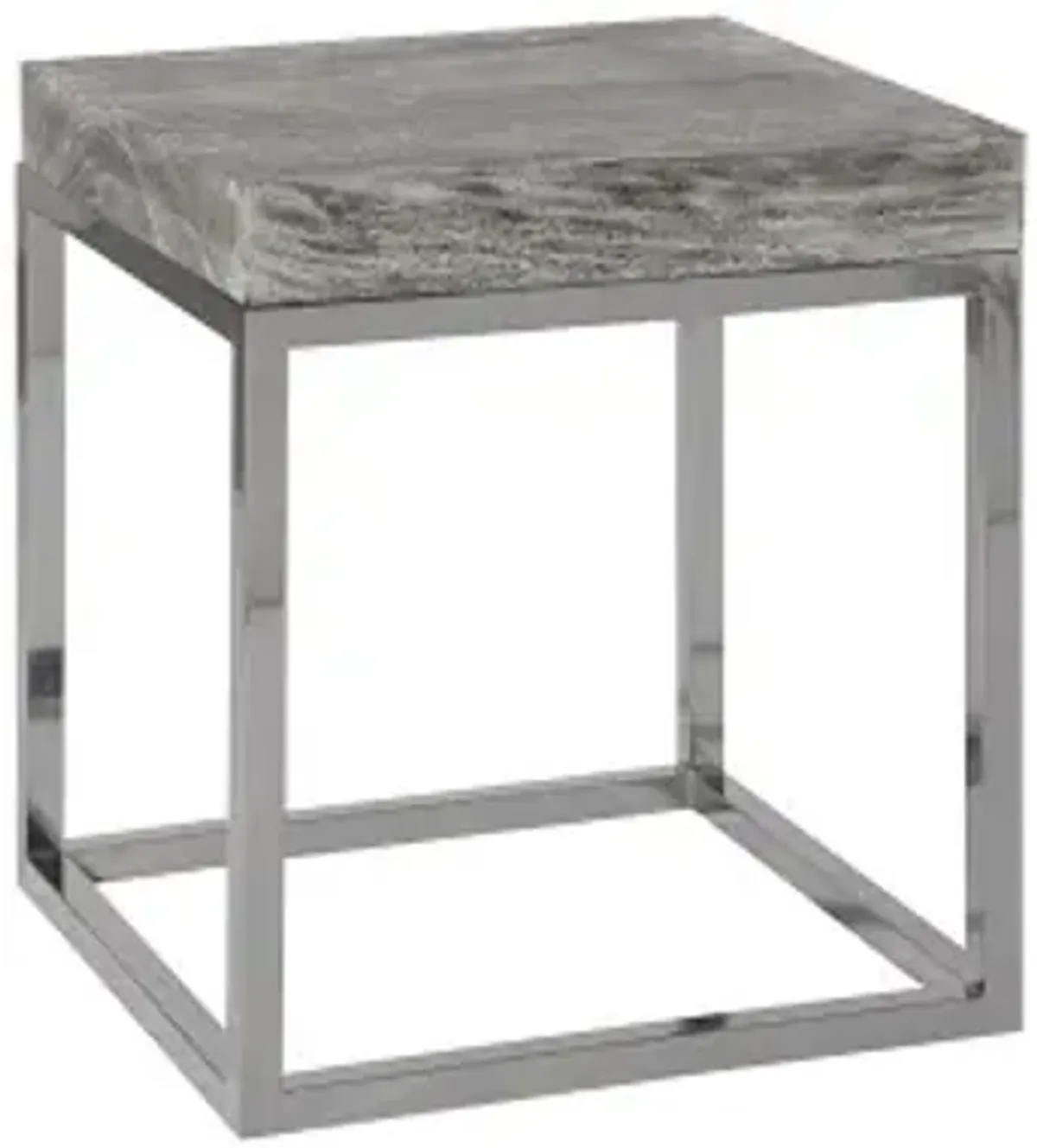 hayden end table, gray stone finish, square, black nickel base