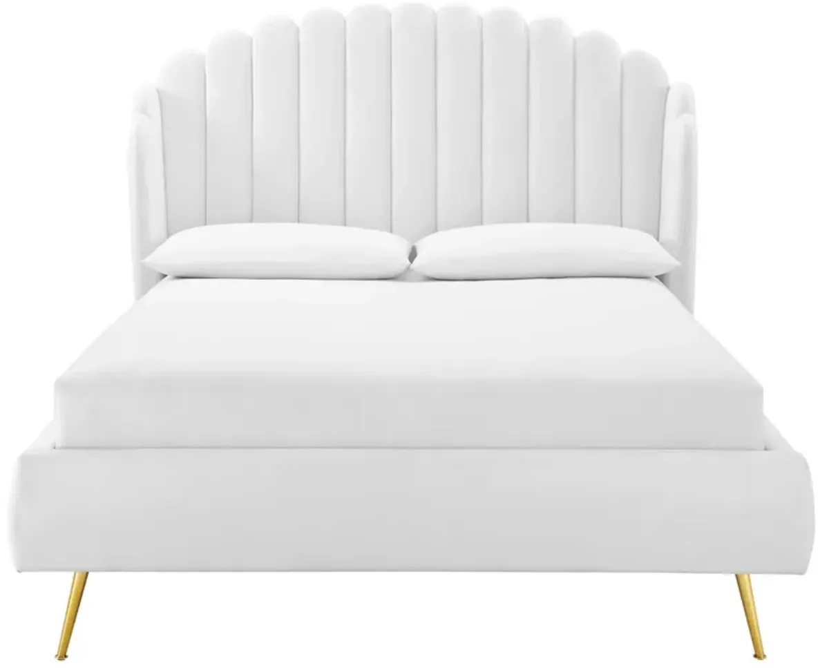 Lana Queen Performance Velvet Wingback Platform Bed