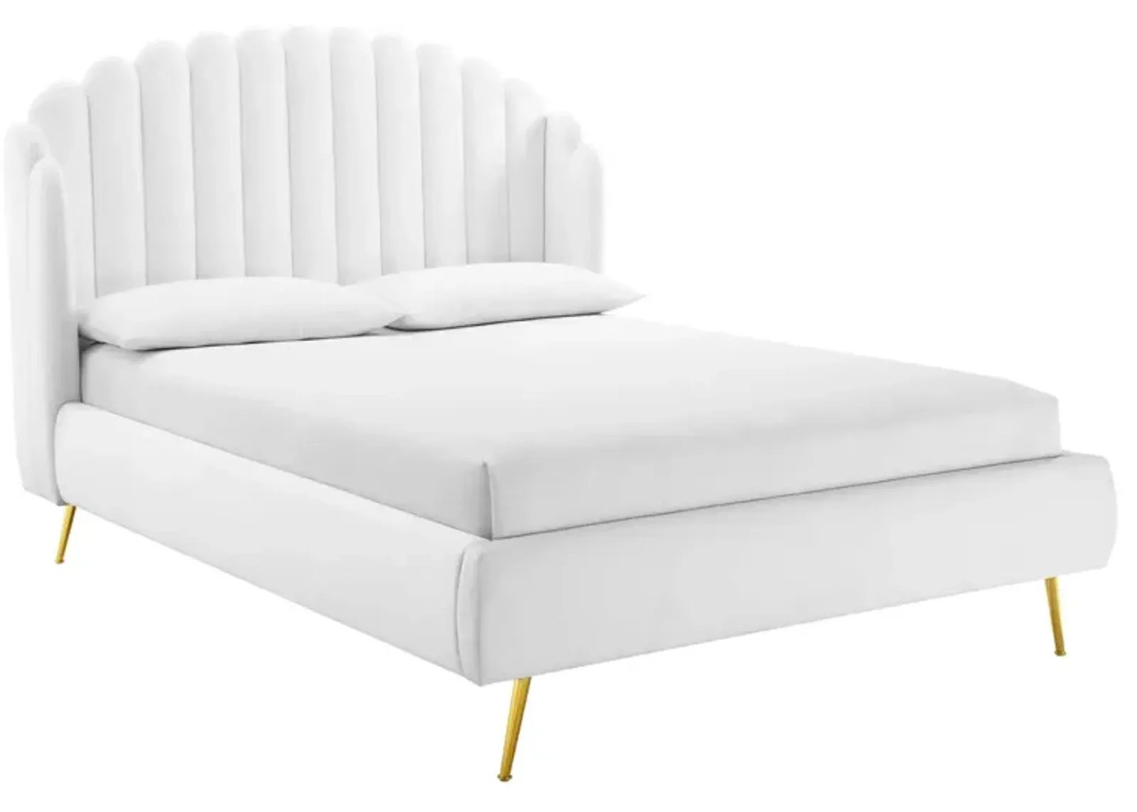 Lana Queen Performance Velvet Wingback Platform Bed