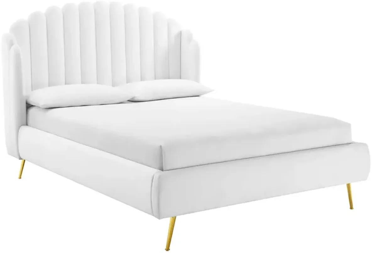 Lana Queen Performance Velvet Wingback Platform Bed