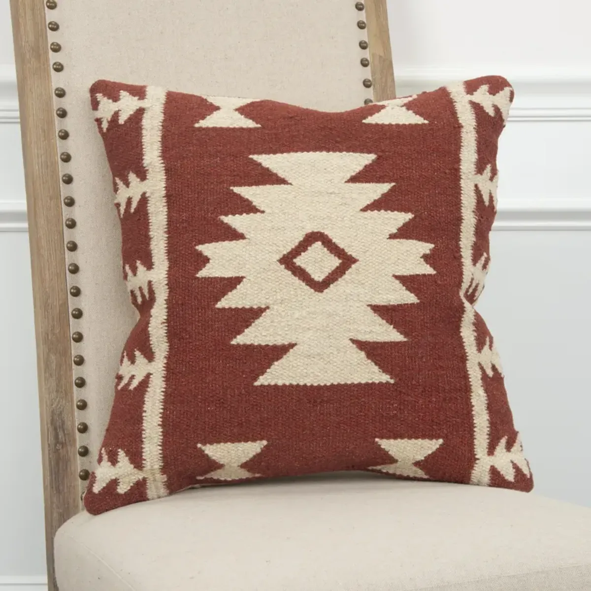 Southwestern Iconic Patterning Red Pillow