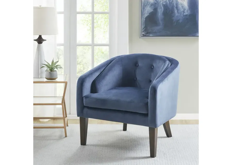 Madison Park Ian Blue Upholstered Tufted Mid-Century Accent Chair