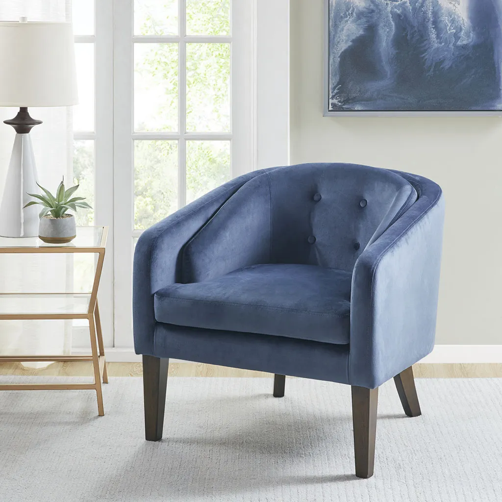 Madison Park Ian Blue Upholstered Tufted Mid-Century Accent Chair