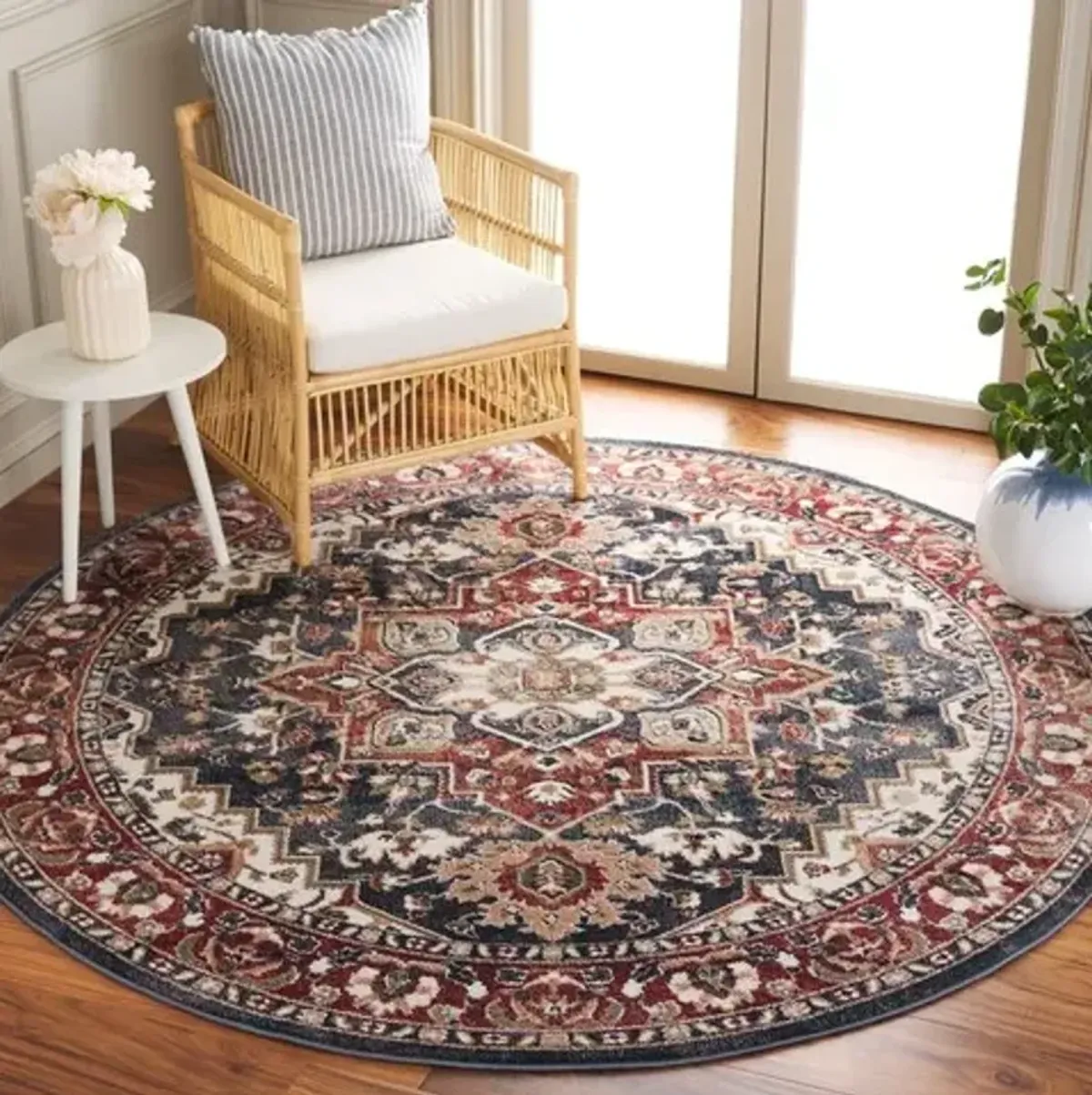 ROSEWOOD 112 Red 6'-7' X 6'-7' Round Round Rug