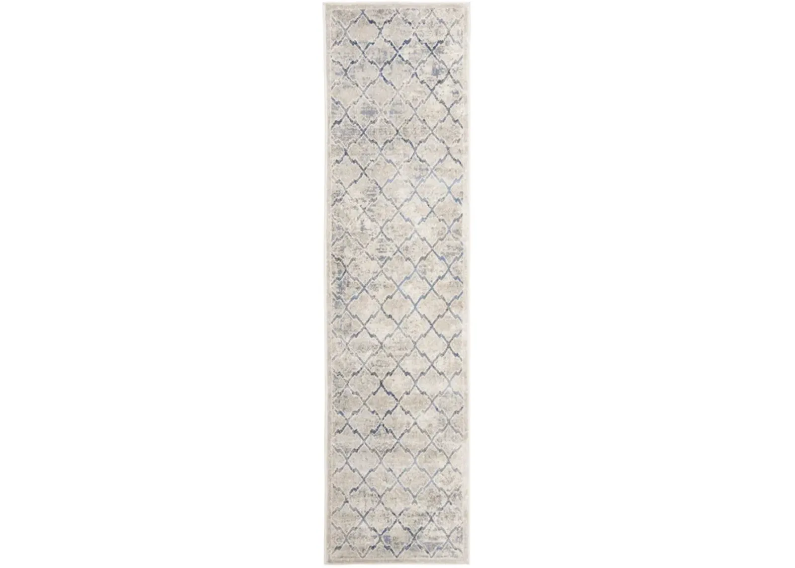 Brentwood 809 Light Grey / Blue 2' X 18' Runner Powerloomed Rug